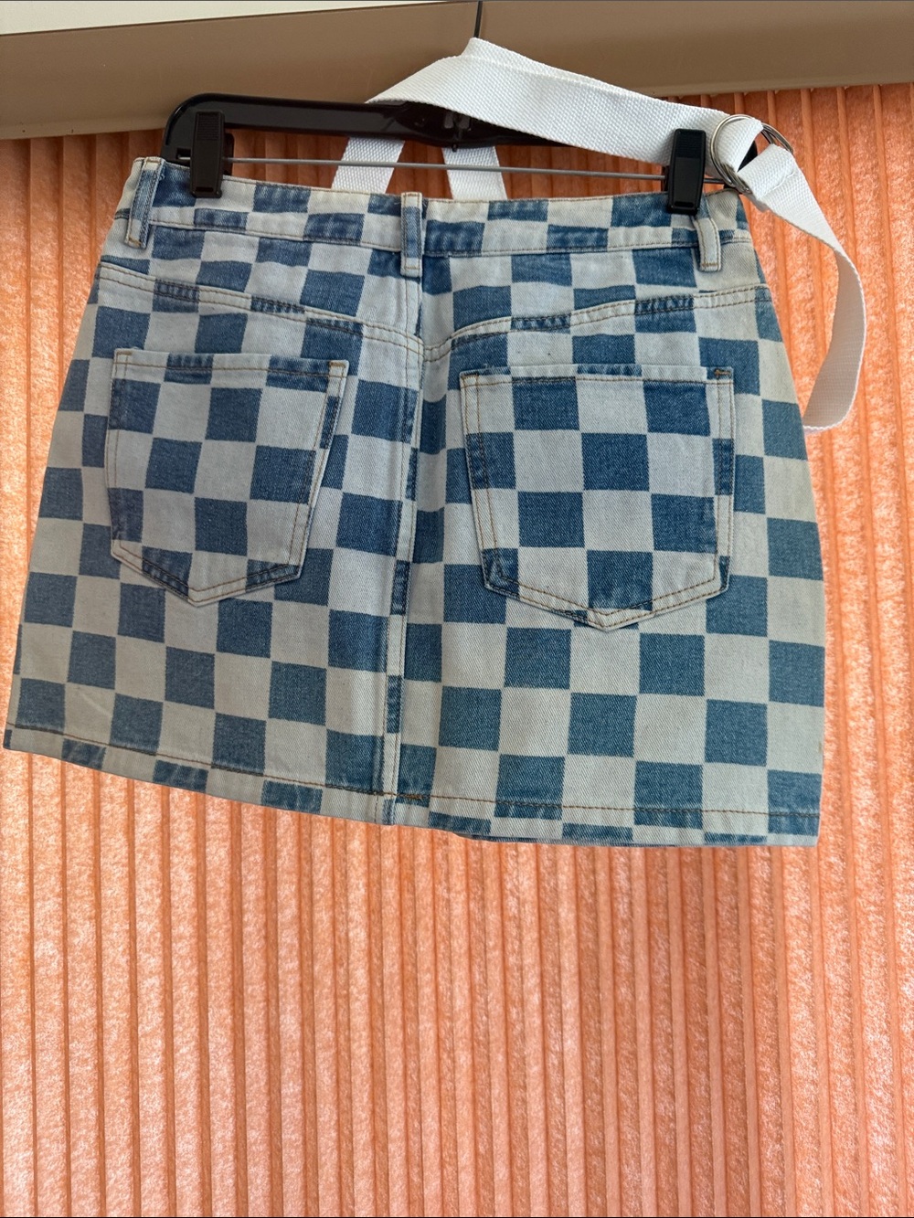 Sample Angel Kiss Blue Checkered Denim Mini Skirt - with a cute belt bag - Picture 3 of 9
